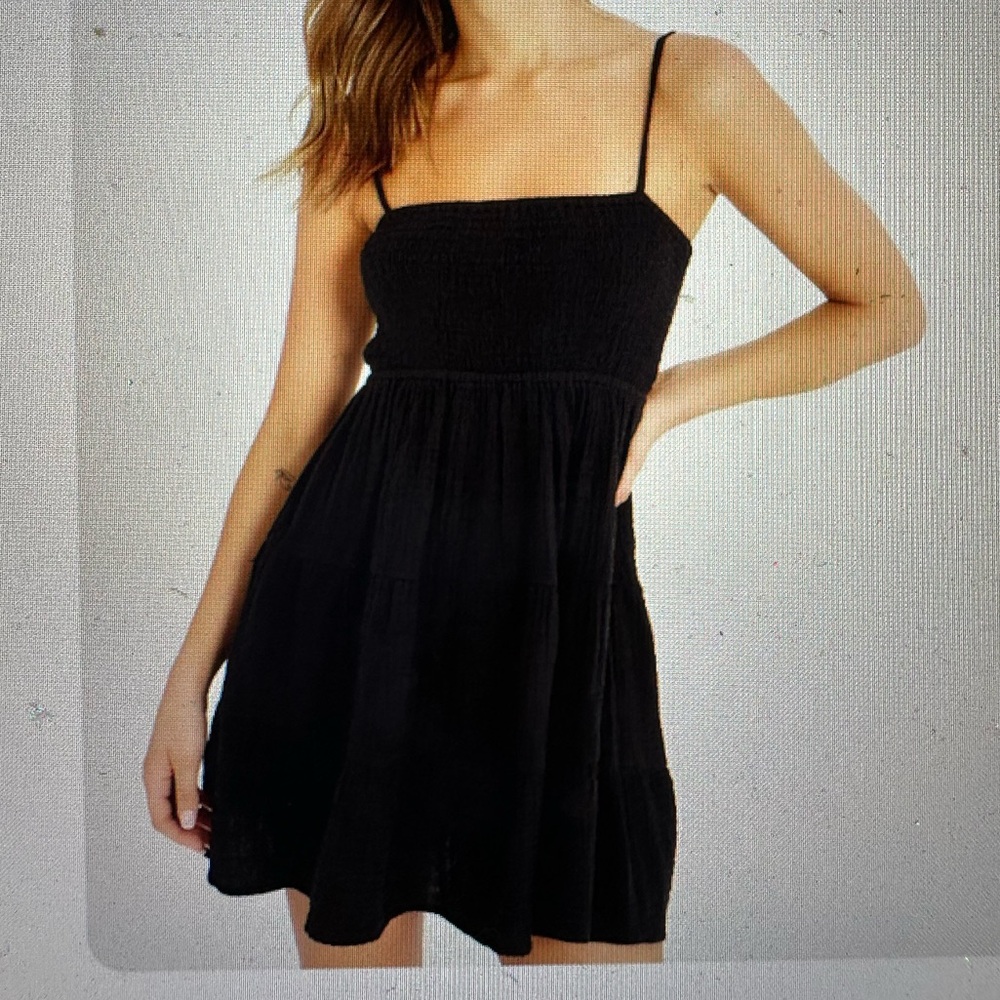 Glassons Ruched Tiered Black Mini Dress